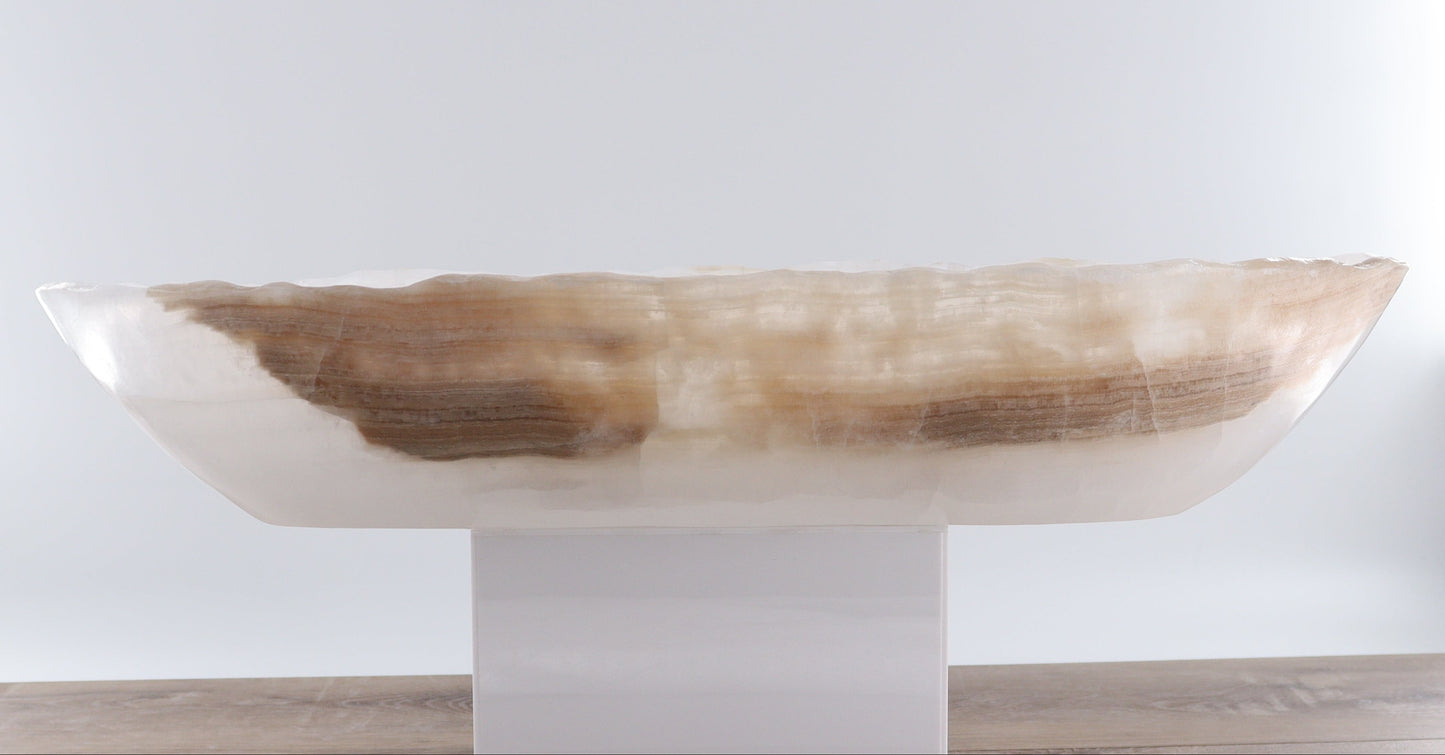 Mexican Onyx/Calcite Canoe Bowl - Expert Wholesale and Supplier of Wholesale Crystals & Bulk Gemstones, ["Bowls","Calcite","canoe","Mexico","onyx"]