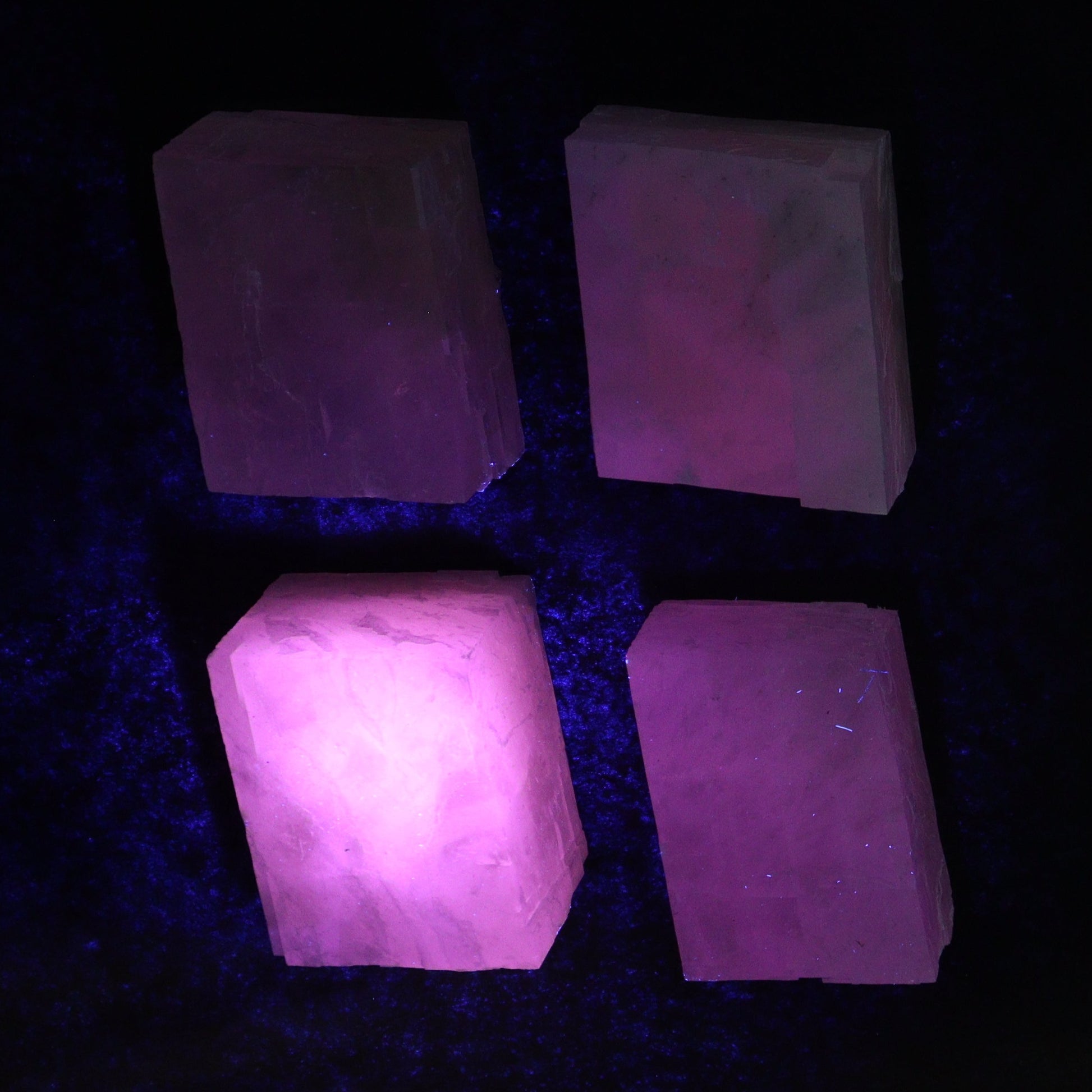 Pink Optical Calcite (Fluorescent) Set of 24 - Expert Wholesale and Supplier of Wholesale Crystals & Bulk Gemstones, ["Calcite","Mexico","Optical Calcite"]