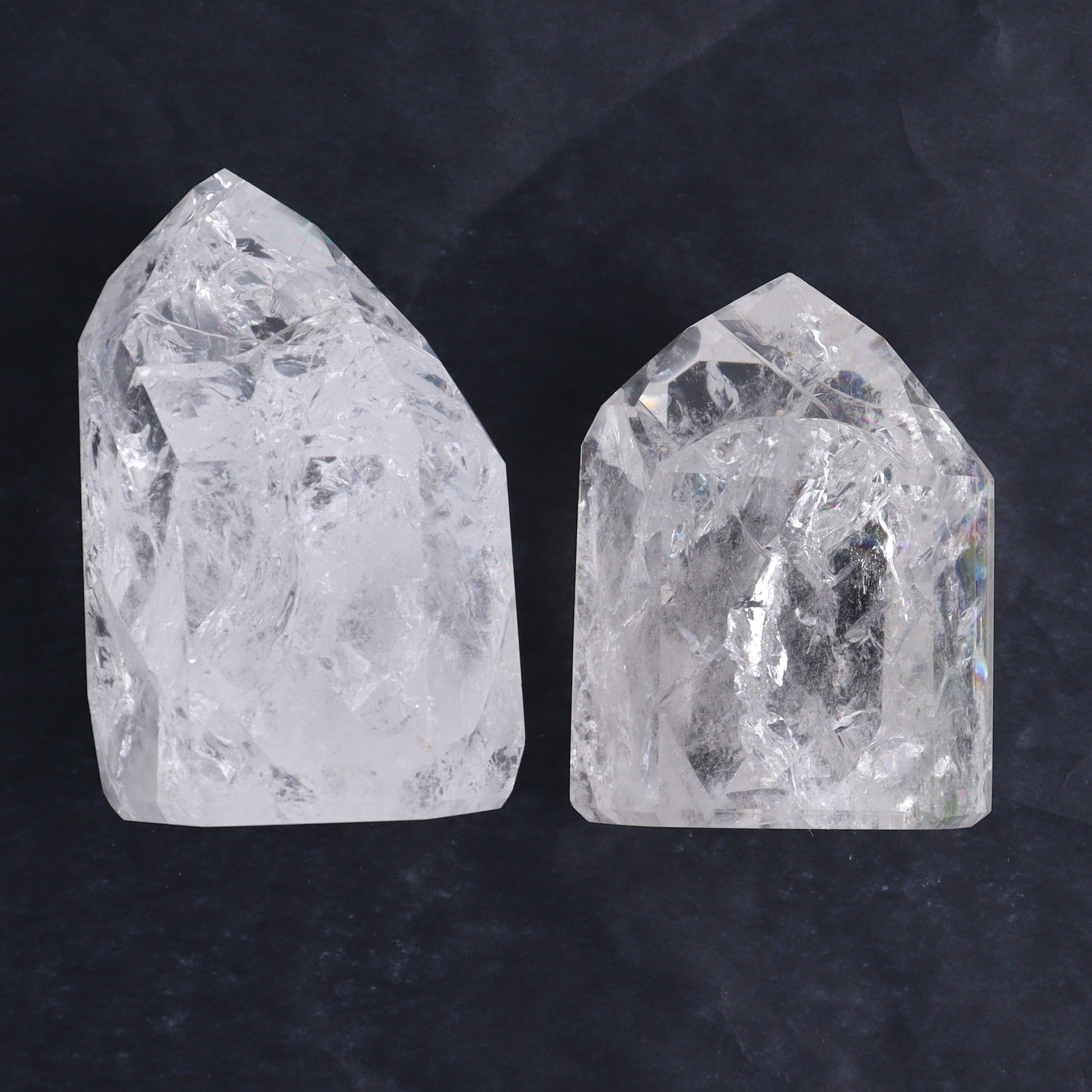 Crackled Quartz Towers Set of 6 - Expert Wholesale and Supplier of Wholesale Crystals & Bulk Gemstones, ["Brazil","Clear Quartz","Crackled","Points","Quartz","Towers"]