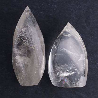 Imperfect Clear and Smoky Quartz Flames Set of 4 - Expert Wholesale and Supplier of Wholesale Crystals & Bulk Gemstones, ["Brazil","Clear Quartz","flames","Quartz"]
