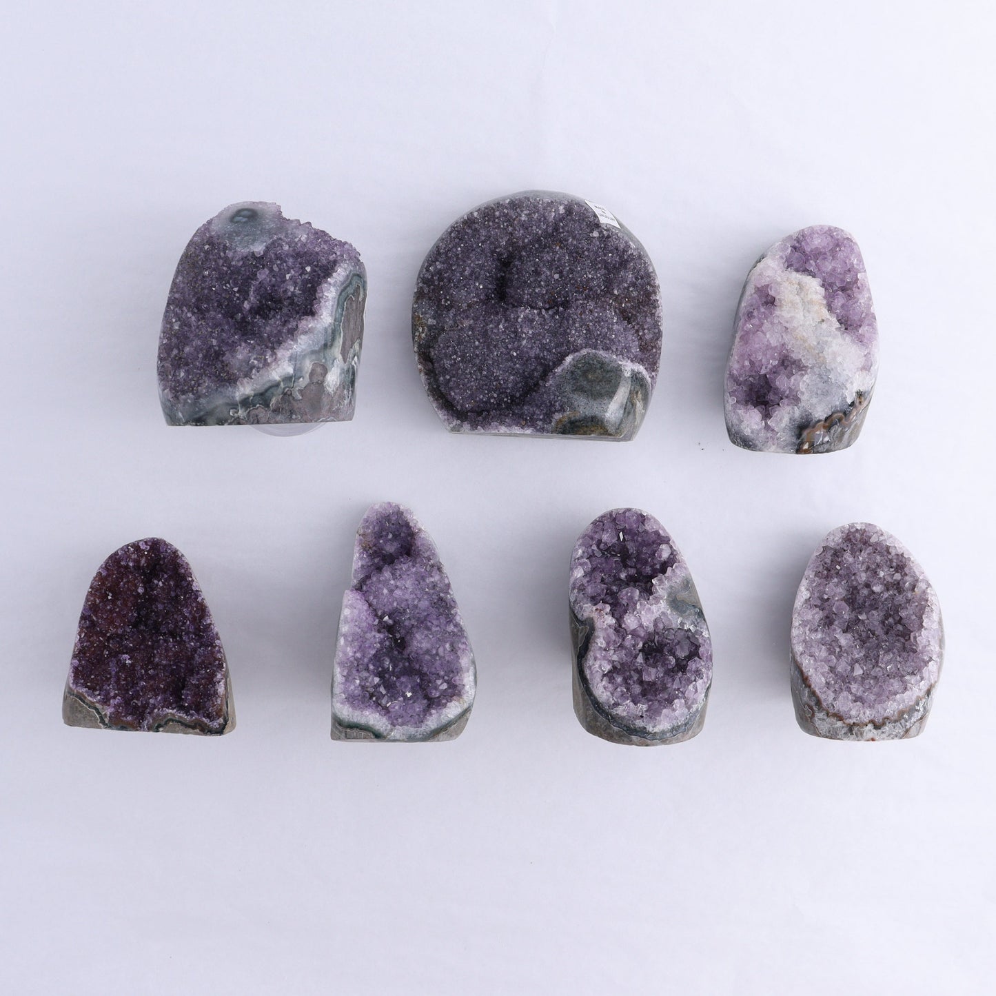 Uruguay Amethyst Cut Base Set of 7 - Expert Wholesale and Supplier of Wholesale Crystals & Bulk Gemstones, ["Amethyst","Cut Base","Uruguay"]