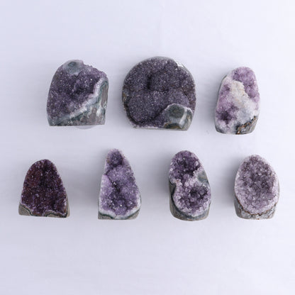 Uruguay Amethyst Cut Base Set of 7 - Expert Wholesale and Supplier of Wholesale Crystals & Bulk Gemstones, ["Amethyst","Cut Base","Uruguay"]