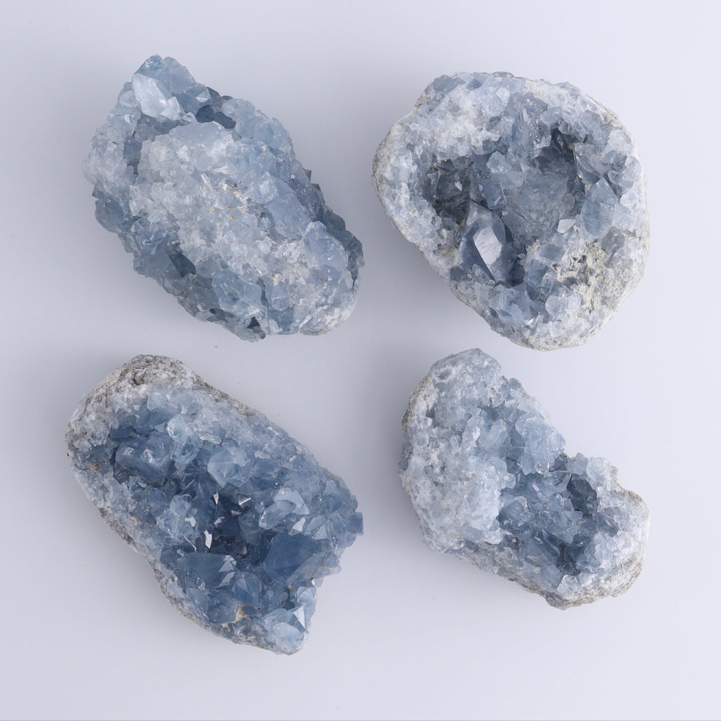 Celestite Clusters Set of 8 - Expert Wholesale and Supplier of Wholesale Crystals & Bulk Gemstones, ["Celestite","Freeform","Madagascar"]