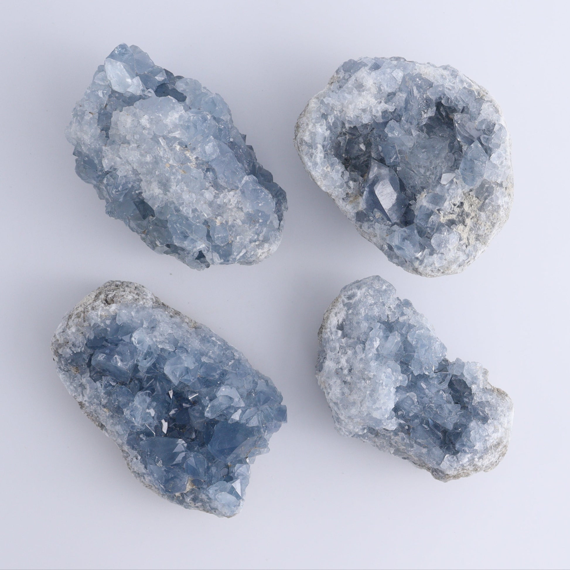 Celestite Clusters Set of 8 - Expert Wholesale and Supplier of Wholesale Crystals & Bulk Gemstones, ["Celestite","Freeform","Madagascar"]