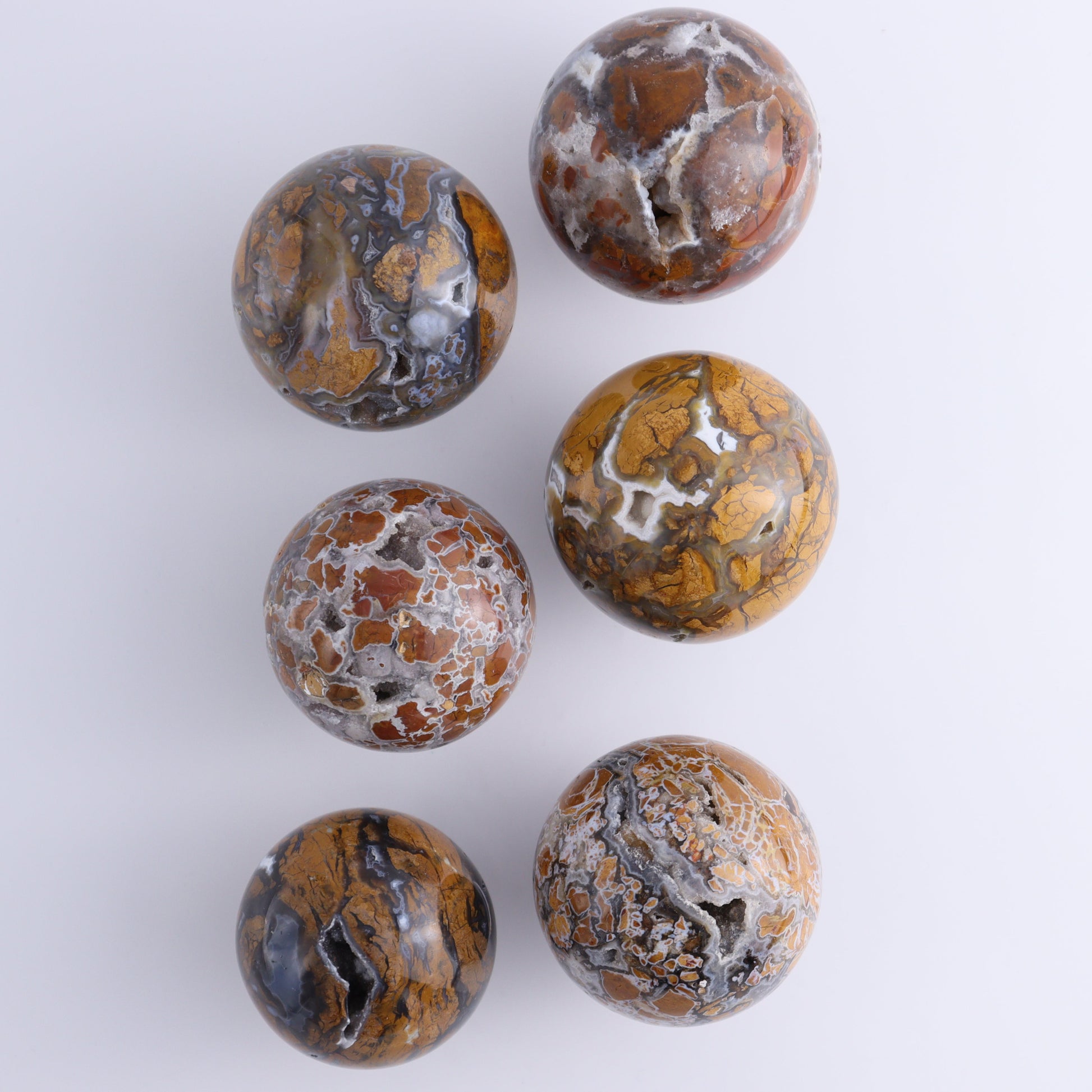 Brecciated Jasper Spheres Set of 6 - Expert Wholesale and Supplier of Wholesale Crystals & Bulk Gemstones, ["Brecciated Jasper","Indonesia","Spheres"]