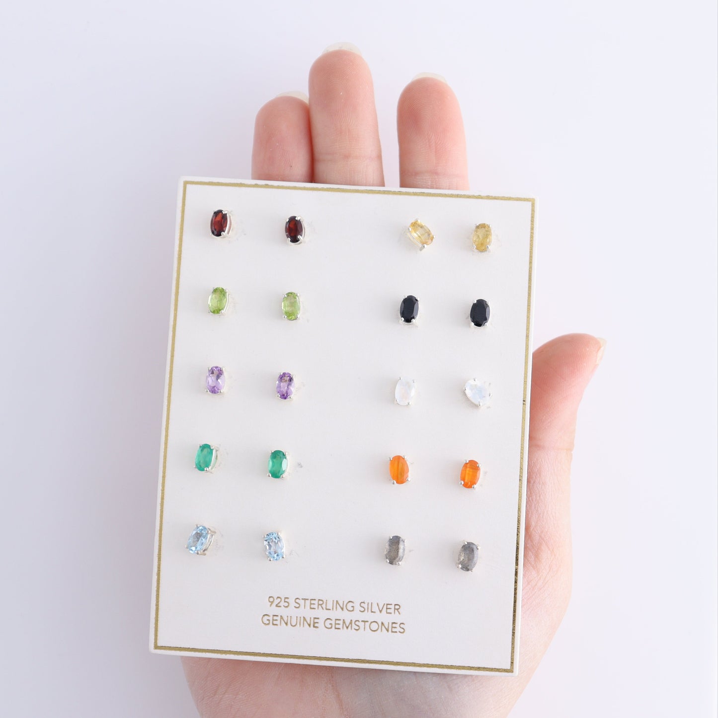 10 Pairs of Various Gemstones Earrings - Expert Wholesale and Supplier of Wholesale Crystals & Bulk Gemstones, ["Amethyst","Aquamarine","Black Onyx","carnelian","Citrine","earrings","Garnet","Green Onyx","Labradorite","onyx","Peridot","Rainbow Moonstone"]