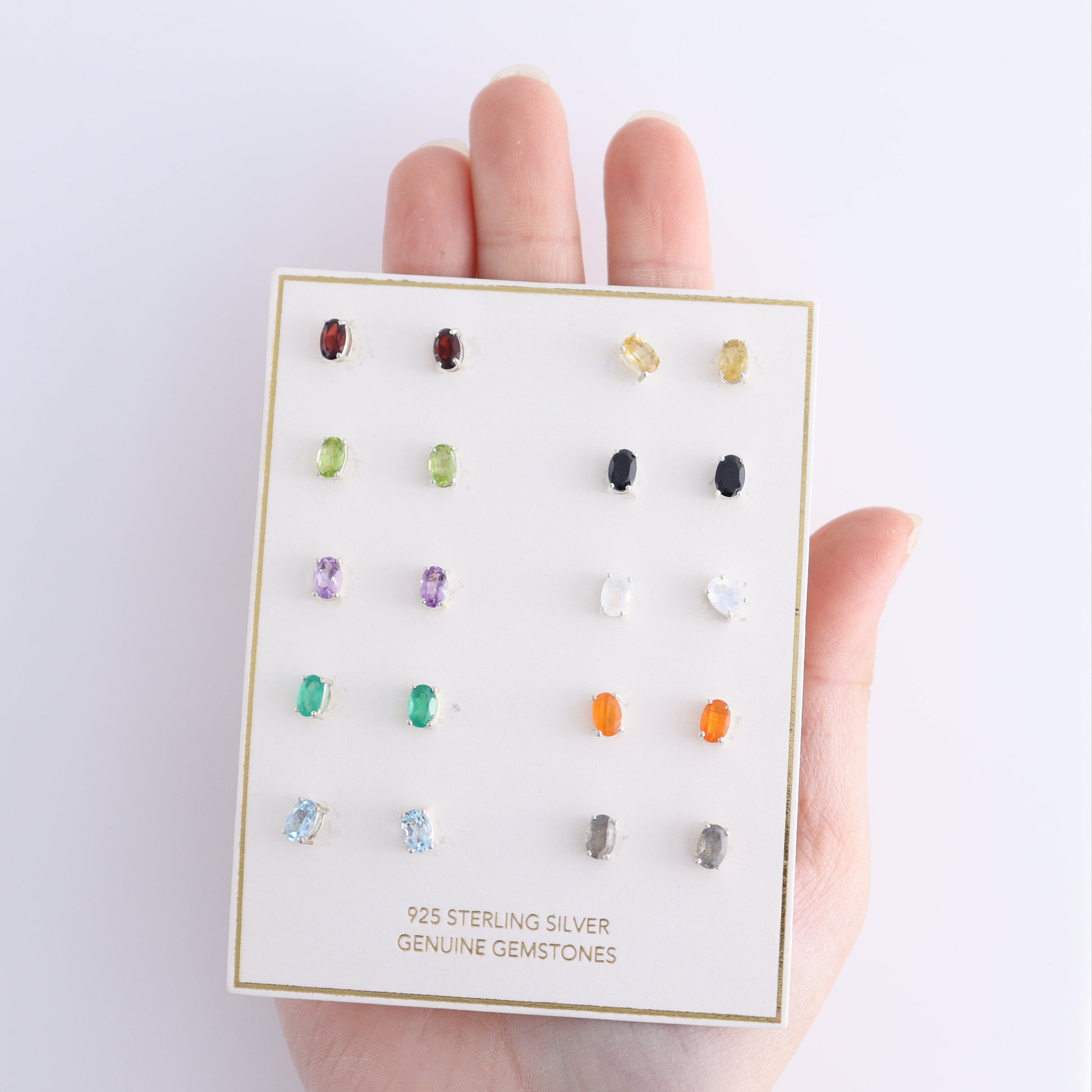 10 Pairs of Various Gemstones Earrings - Expert Wholesale and Supplier of Wholesale Crystals & Bulk Gemstones, ["Amethyst","Aquamarine","Black Onyx","carnelian","Citrine","earrings","Garnet","Green Onyx","Labradorite","onyx","Peridot","Rainbow Moonstone"]