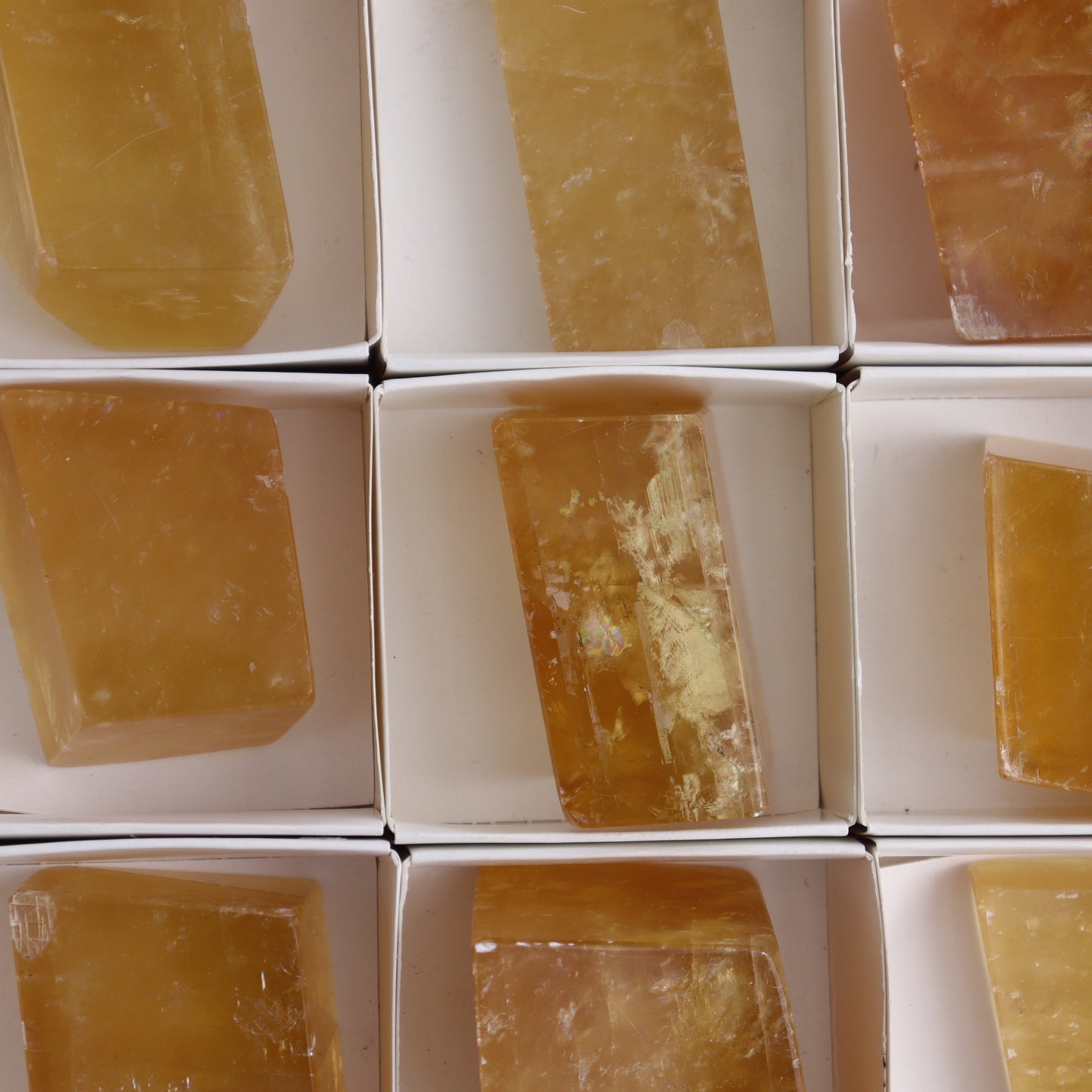 Honey Calcite Freeforms Flat of 12 - Expert Wholesale and Supplier of Wholesale Crystals & Bulk Gemstones, ["Calcite","China","Flats","Freeforms","Honey Calcite"]
