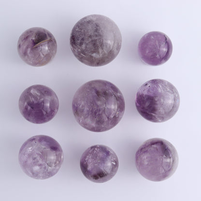 Amethyst Spheres Set of 9 - Expert Wholesale and Supplier of Wholesale Crystals & Bulk Gemstones, ["Amethyst","Brazil","Spheres"]