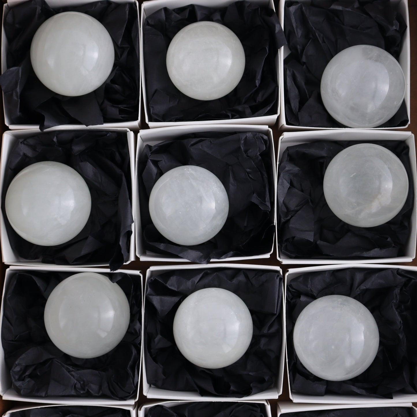 Optical Calcite Spheres Set of 12 - Expert Wholesale and Supplier of Wholesale Crystals & Bulk Gemstones, ["Calcite","Mexico","Optical Calcite","Spheres"]