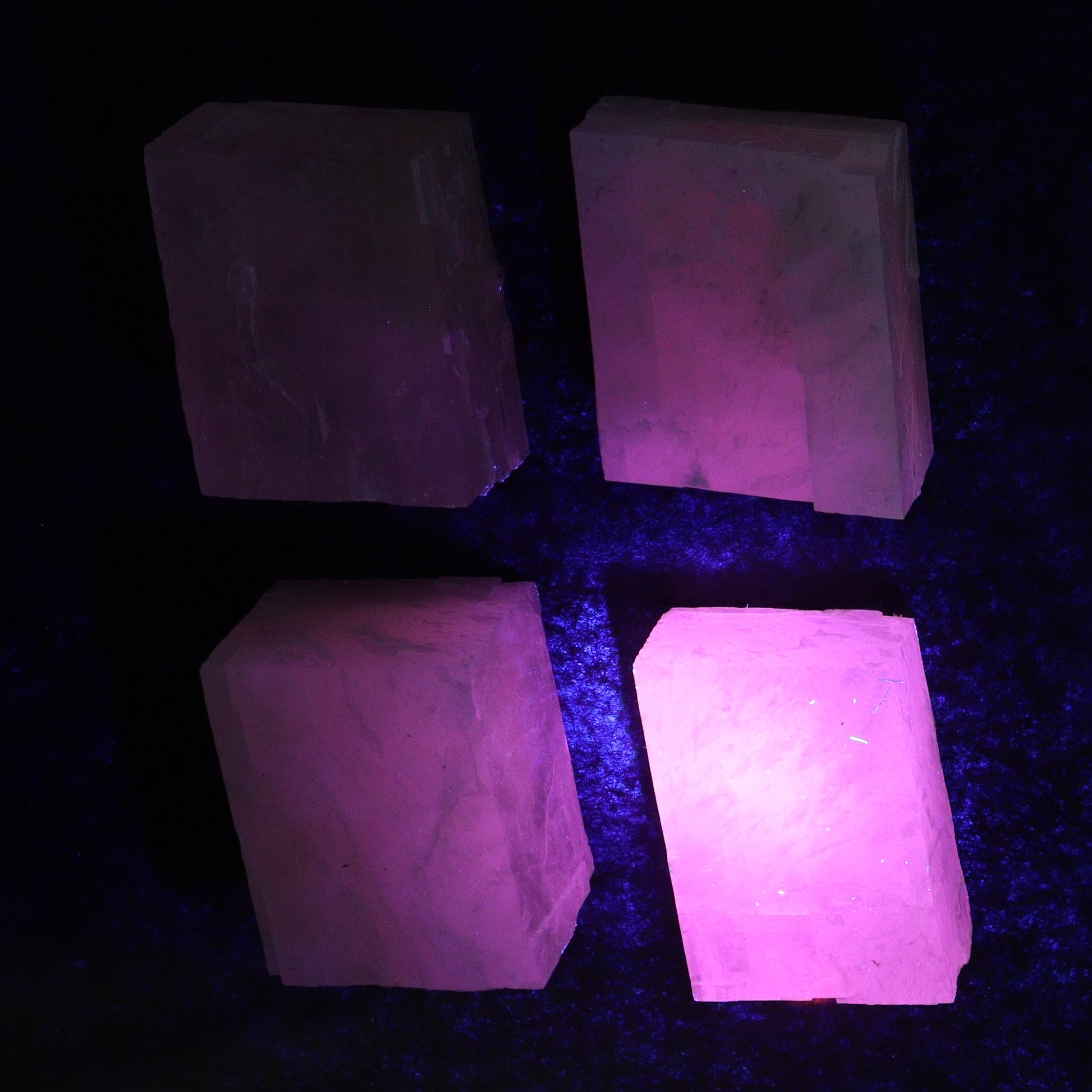 Pink Optical Calcite (Fluorescent) Set of 24 - Expert Wholesale and Supplier of Wholesale Crystals & Bulk Gemstones, ["Calcite","Mexico","Optical Calcite"]