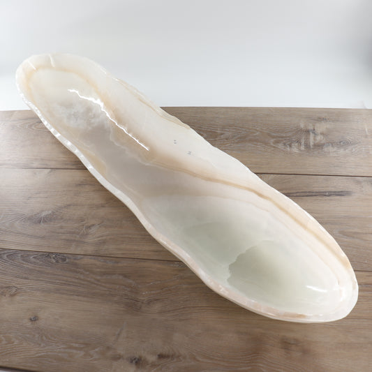 Mexican Onyx/Calcite Canoe Bowl 40"