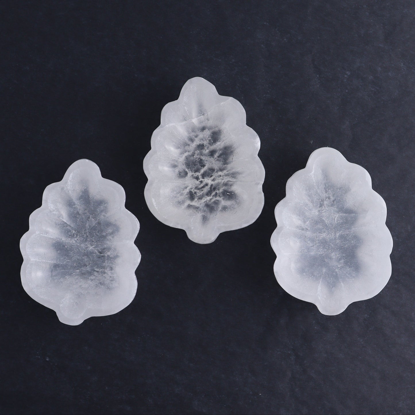 One Selenite (Satin Spar) Leaf Bowl 10 cm - Expert Wholesale and Supplier of Wholesale Crystals & Bulk Gemstones, ["Bowls","Leaf","Morocco","Selenite"]