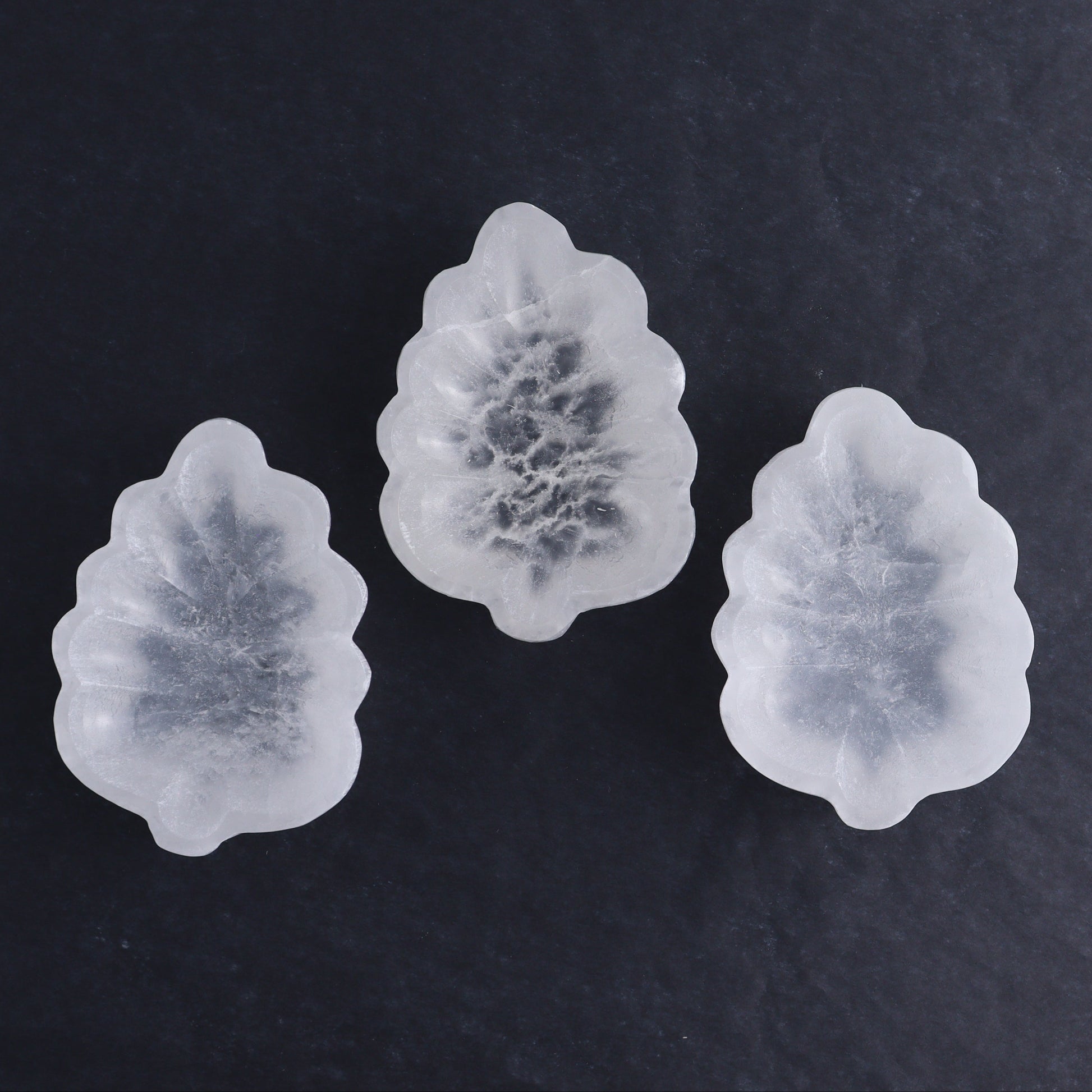 One Selenite (Satin Spar) Leaf Bowl 10 cm - Expert Wholesale and Supplier of Wholesale Crystals & Bulk Gemstones, ["Bowls","Leaf","Morocco","Selenite"]