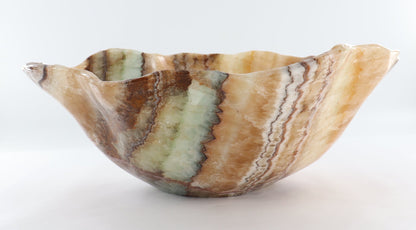 Mexican Onyx/Calcite Bowl (L) 21" x (W) 16" x (H) 8"