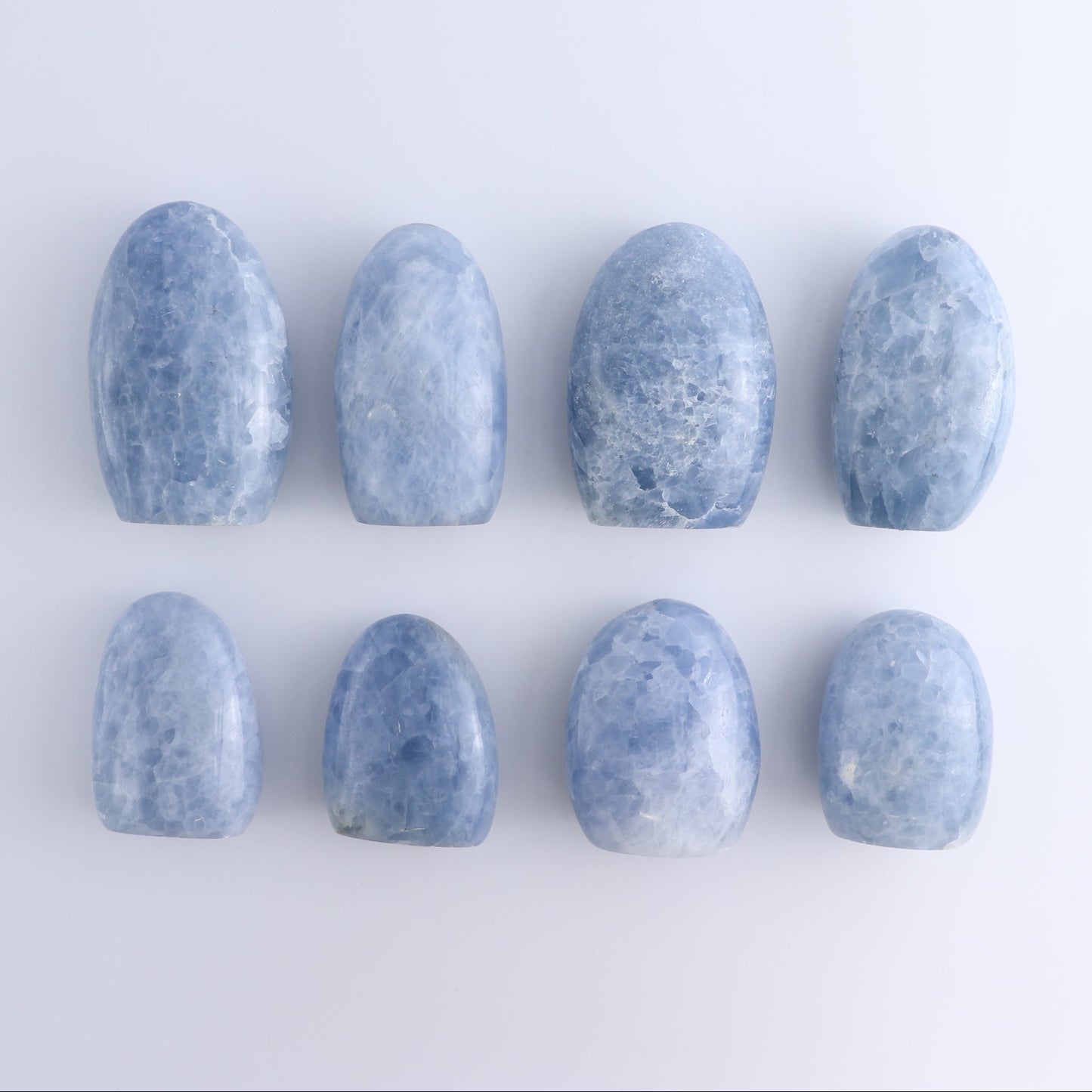 Blue Calcite Freeforms Set of 8