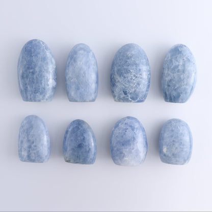 Blue Calcite Freeforms Set of 8