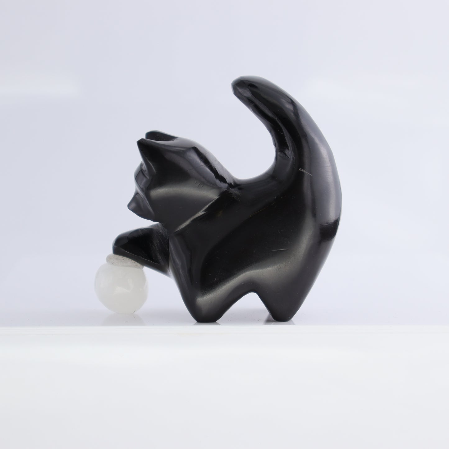 Black Marble Cats Playing with Onyx Ball - Expert Wholesale and Supplier of Wholesale Crystals & Bulk Gemstones, ["Black Marble","Cat","Marble","Mexico","onyx"]