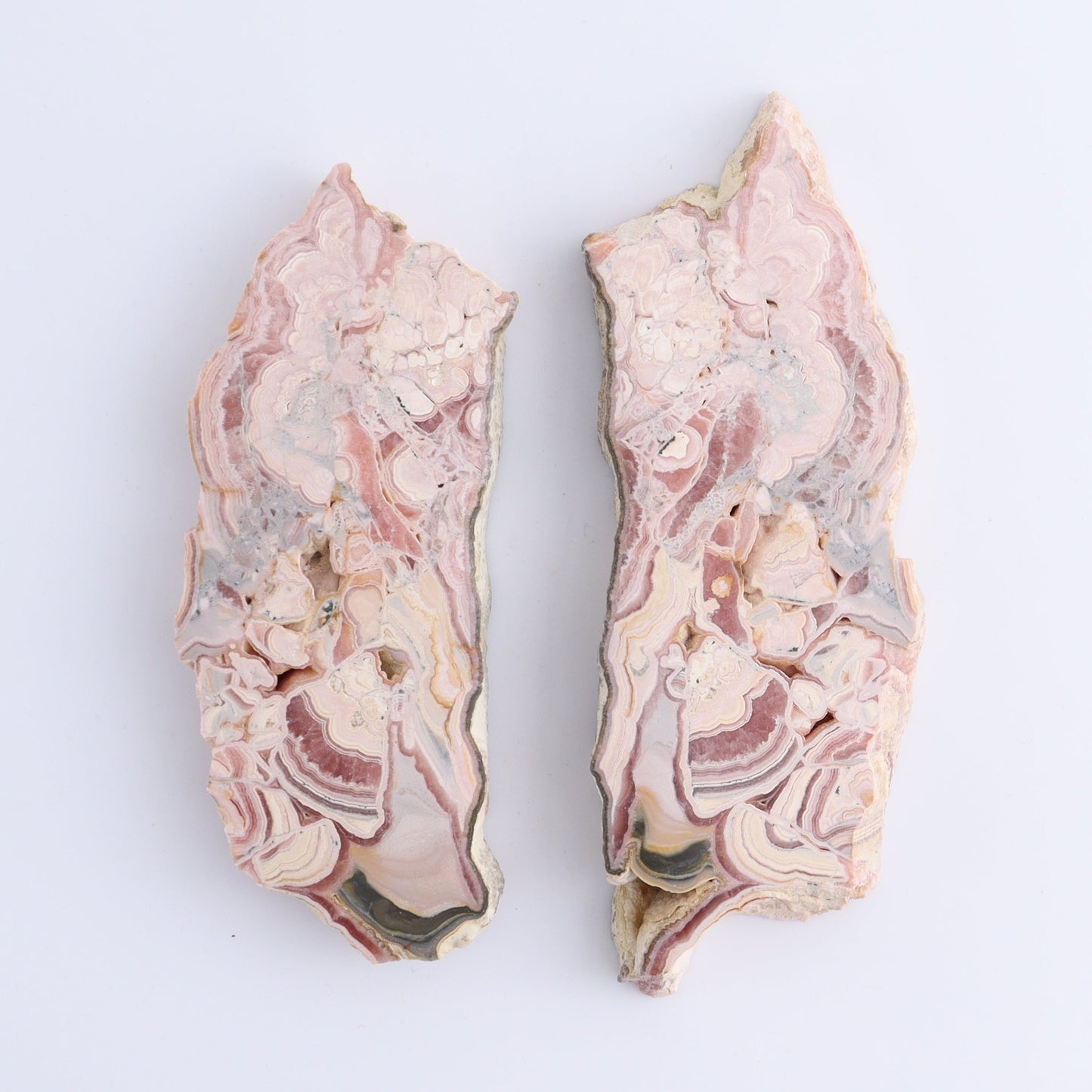 Rhodochrosite Slices Set of 2 - Expert Wholesale and Supplier of Wholesale Crystals & Bulk Gemstones, ["Argentina","Rhodochrosite","Slices and Slabs"]
