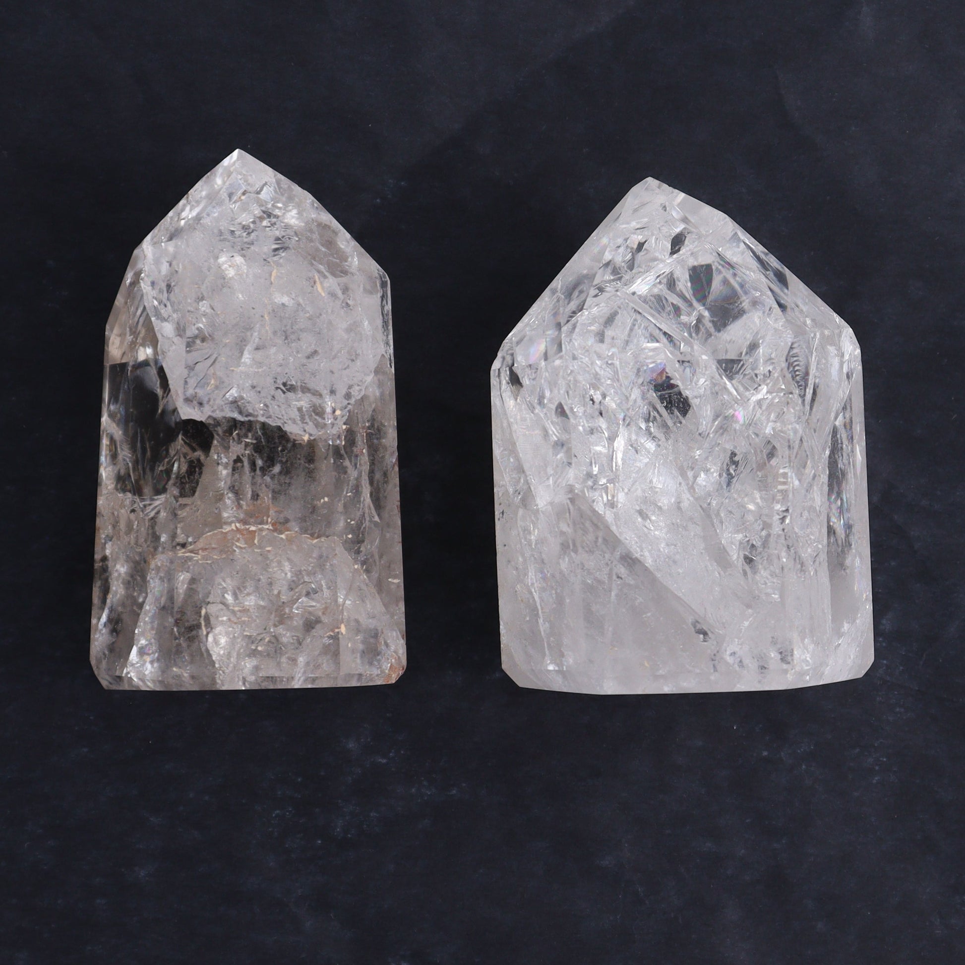 Crackled Quartz Towers Set of 6 - Expert Wholesale and Supplier of Wholesale Crystals & Bulk Gemstones, ["Brazil","Clear Quartz","Crackled","Points","Quartz","Towers"]
