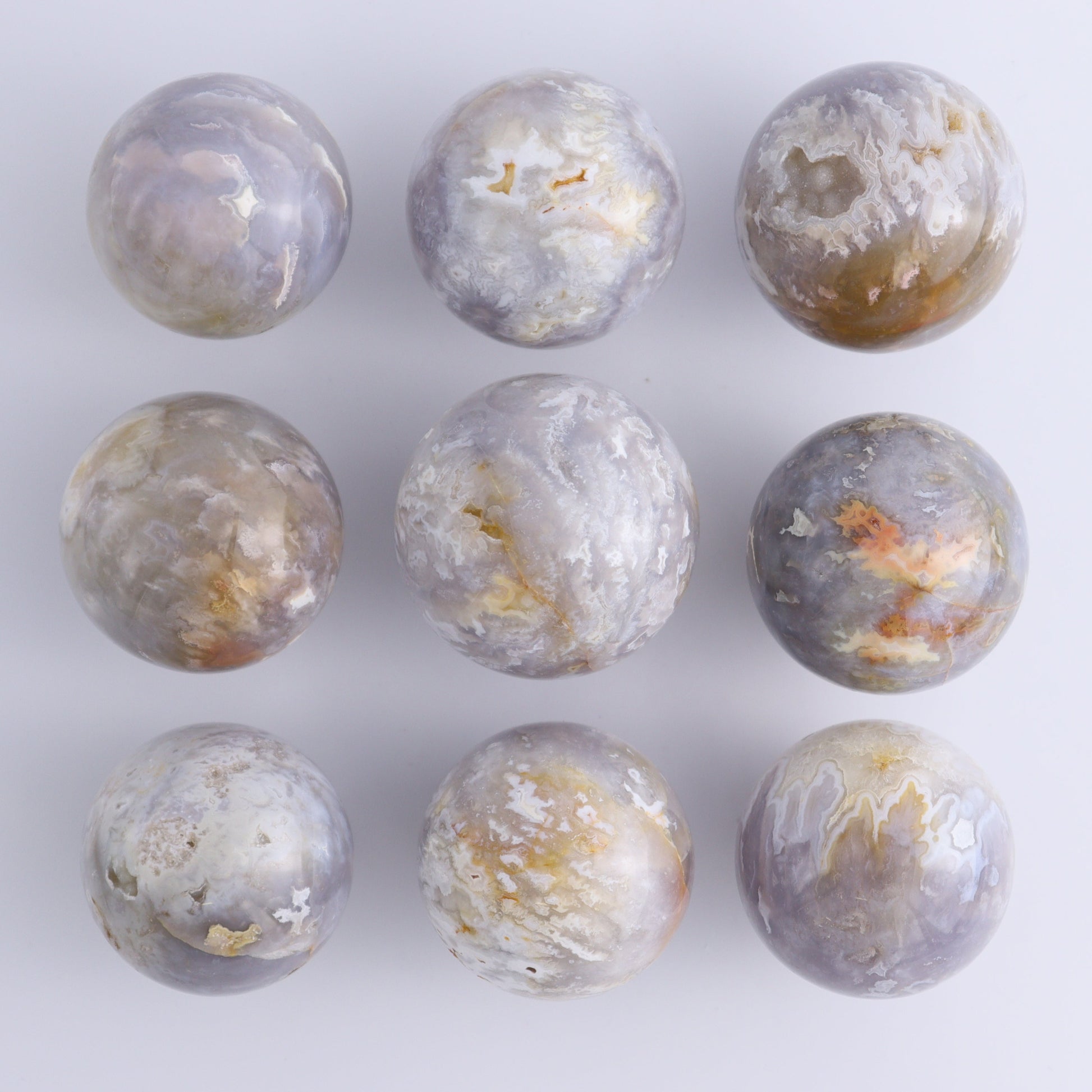 Agate Spheres Set of 9 - Expert Wholesale and Supplier of Wholesale Crystals & Bulk Gemstones, ["Agate","Madagascar","Spheres"]