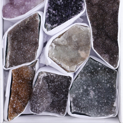 Uruguay Rainbow Amethyst Clusters Flat of 12