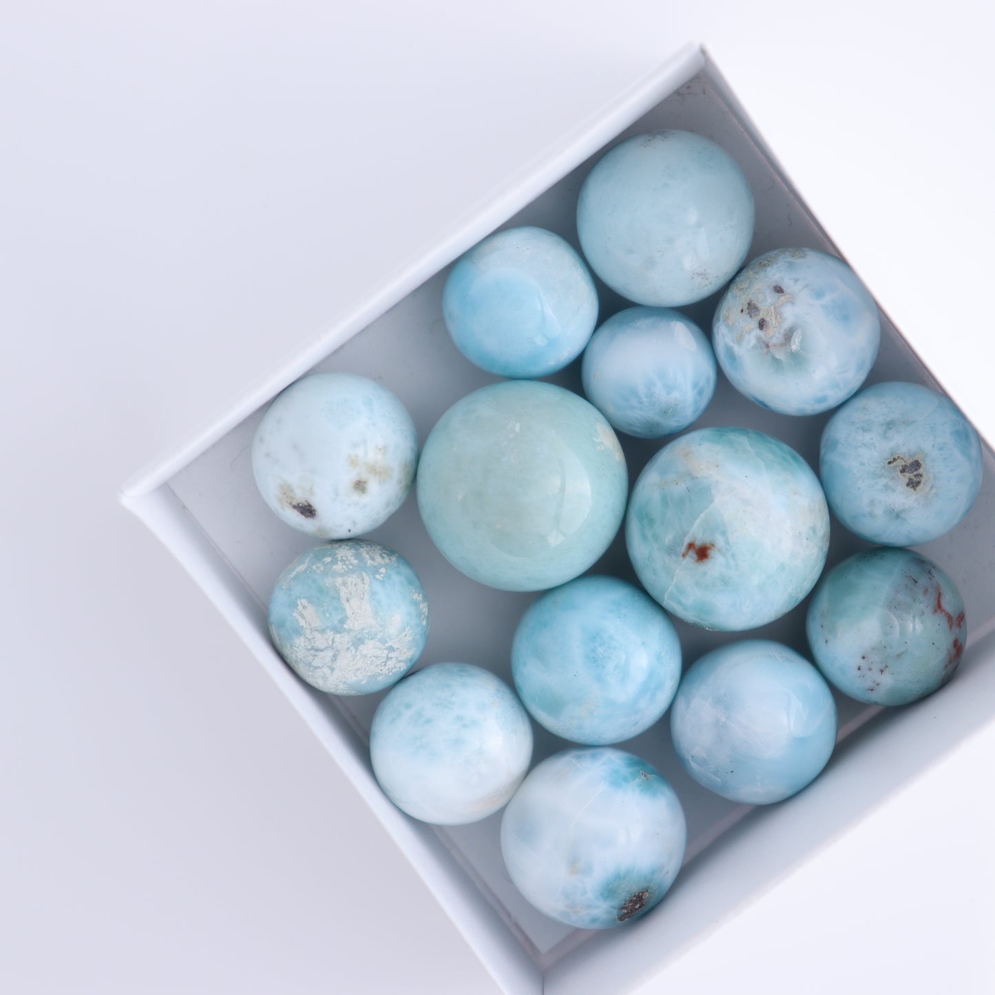 Larimar Spheres Set of 14 - Expert Wholesale and Supplier of Wholesale Crystals & Bulk Gemstones, ["Larimar","Spheres"]
