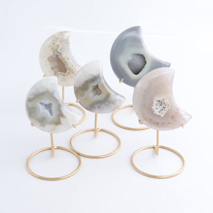 Agate Moons with Stand Set of 5 - Expert Wholesale and Supplier of Wholesale Crystals & Bulk Gemstones, ["Agate","Brazil","moons"]