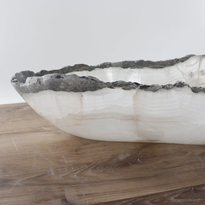Mexican Onyx/Calcite Canoe Bowl 24"