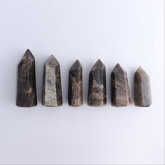 Imperfect Black Moonstone Towers Set of 6