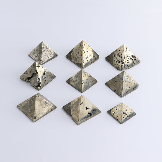 Pyrite Pyramids Set of 9 - Expert Wholesale and Supplier of Wholesale Crystals & Bulk Gemstones, ["Pyramids","Pyrite"]