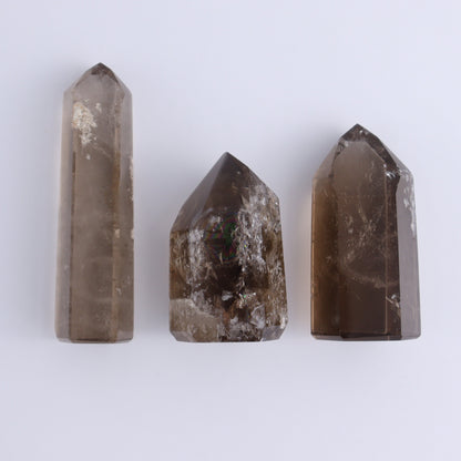 Smoky Quartz Towers Set of 5 - Expert Wholesale and Supplier of Wholesale Crystals & Bulk Gemstones, ["Brazil","Quartz","Smoky Quartz","Towers"]