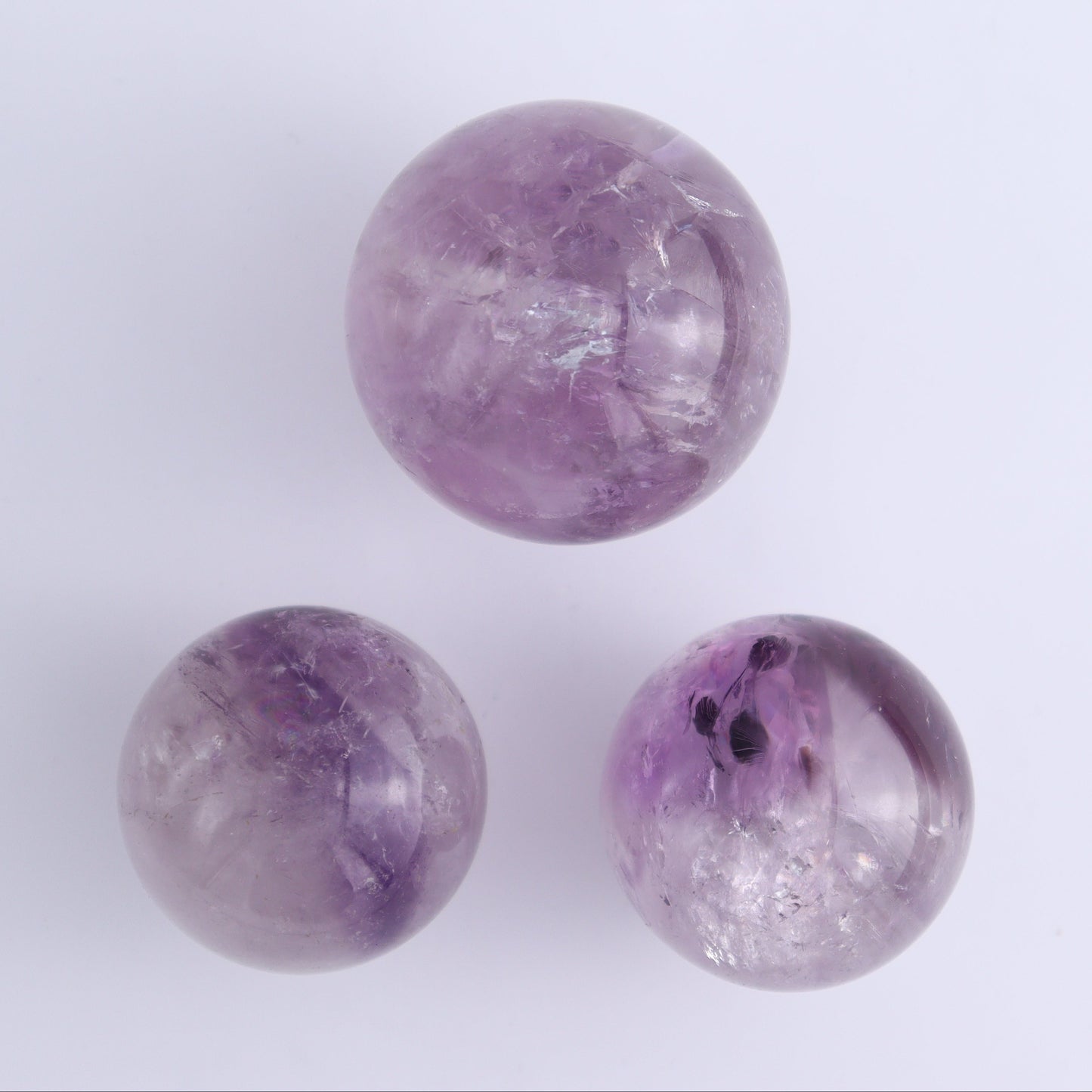 Amethyst Spheres Set of 9 - Expert Wholesale and Supplier of Wholesale Crystals & Bulk Gemstones, ["Amethyst","Brazil","Spheres"]