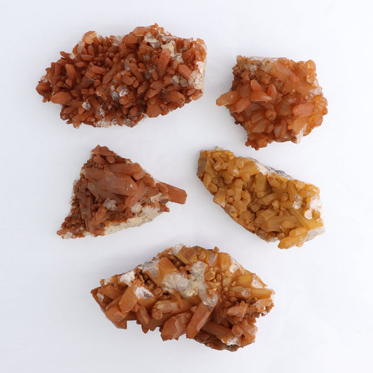 Dark Tangerine Quartz Clusters Set of 5 - Expert Wholesale and Supplier of Wholesale Crystals & Bulk Gemstones, ["Clusters","Quartz","Tangerine Quartz"]