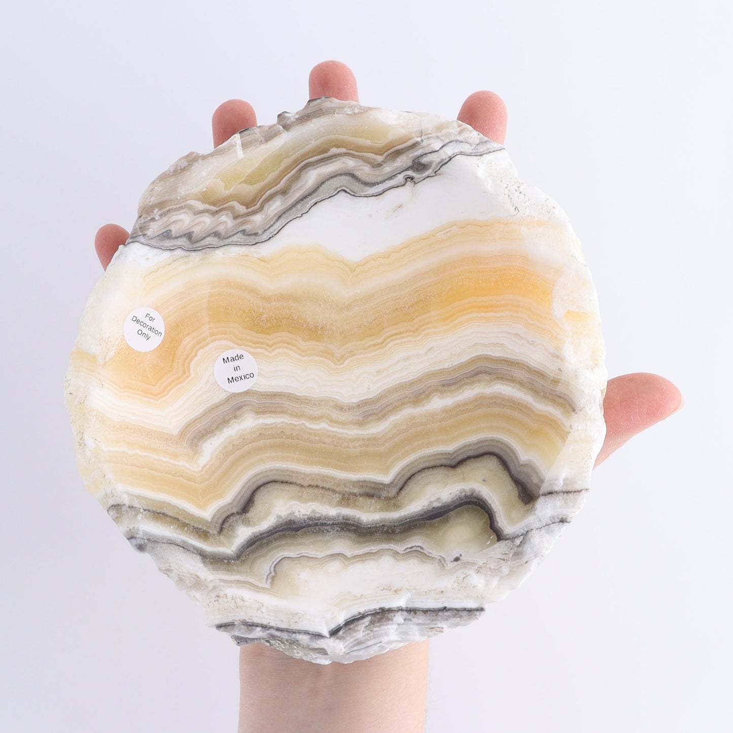 One Mexican Onyx/Calcite White & Yellow Zebra Rustic Bowl - Expert Wholesale and Supplier of Wholesale Crystals & Bulk Gemstones, ["bowl","Calcite","Catalog Onyx","Decorative Dish","Mexico","onyx"]