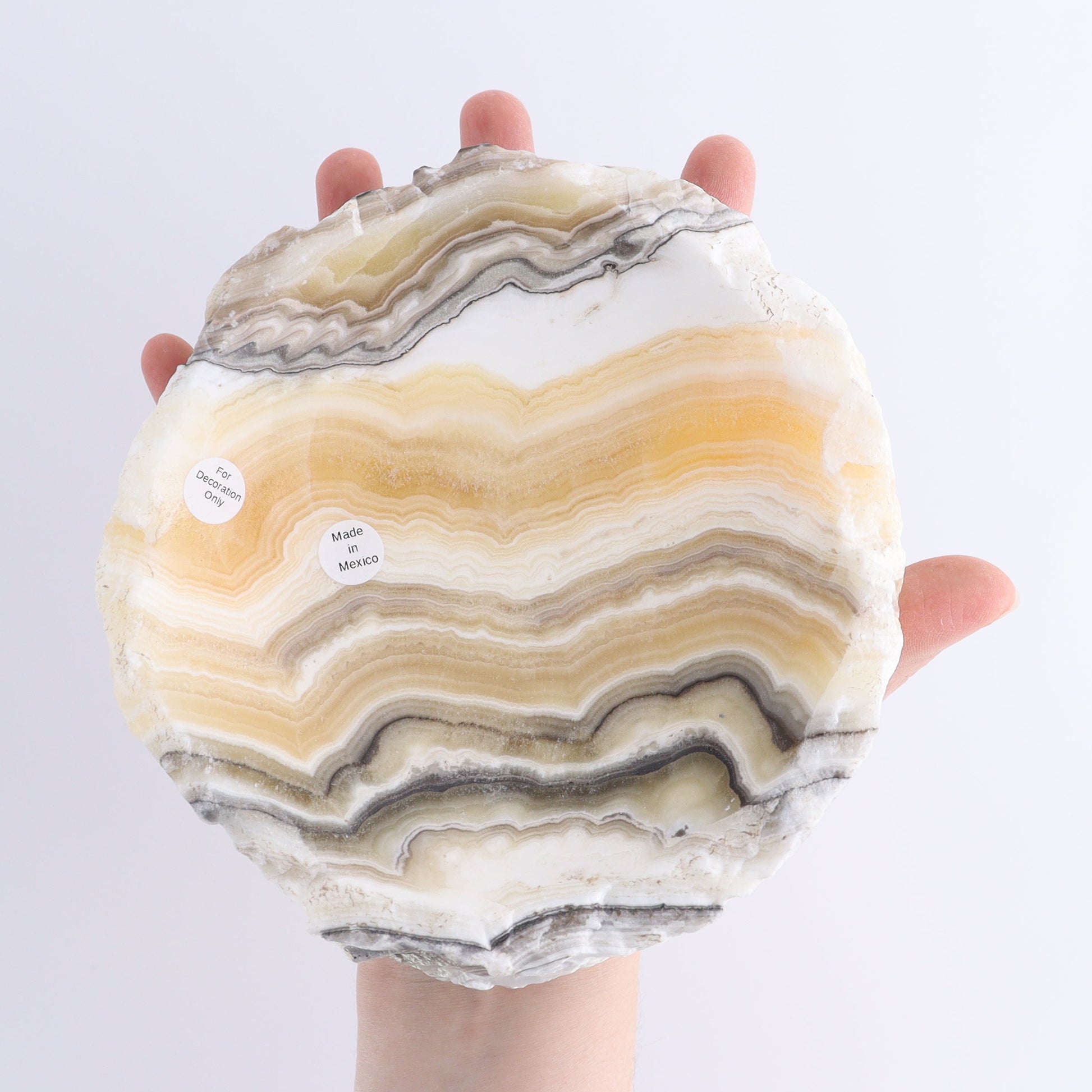 One Mexican Onyx/Calcite White & Yellow Zebra Rustic Bowl - Expert Wholesale and Supplier of Wholesale Crystals & Bulk Gemstones, ["bowl","Calcite","Catalog Onyx","Decorative Dish","Mexico","onyx"]