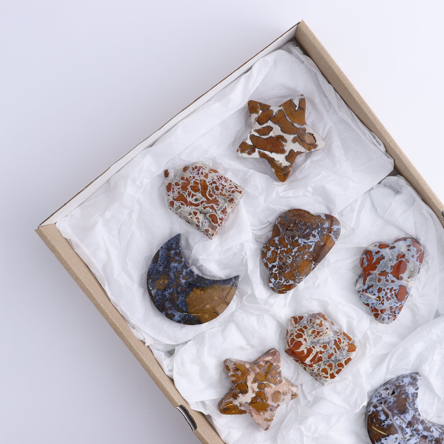 Brecciated Jasper Moons, Stars, Towers, Clouds, and Flames Set of 10 - Expert Wholesale and Supplier of Wholesale Crystals & Bulk Gemstones, ["Brecciated Jasper","Clouds","flames","Indonesia","moons","stars","Towers"]