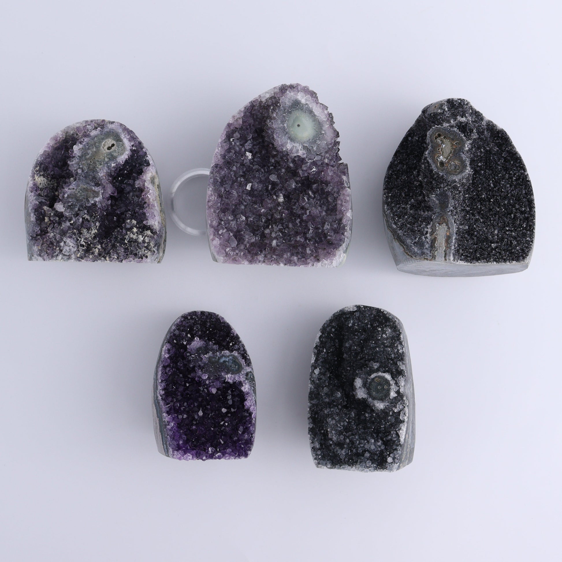 Uruguay Amethyst Cut Base Set of 5 - Expert Wholesale and Supplier of Wholesale Crystals & Bulk Gemstones, ["Amethyst","Cut Base","Uruguay"]
