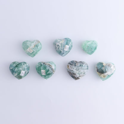 Fluorite Hearts Set of 7 - Expert Wholesale and Supplier of Wholesale Crystals & Bulk Gemstones, ["Fluorite","Hearts","Mexico"]