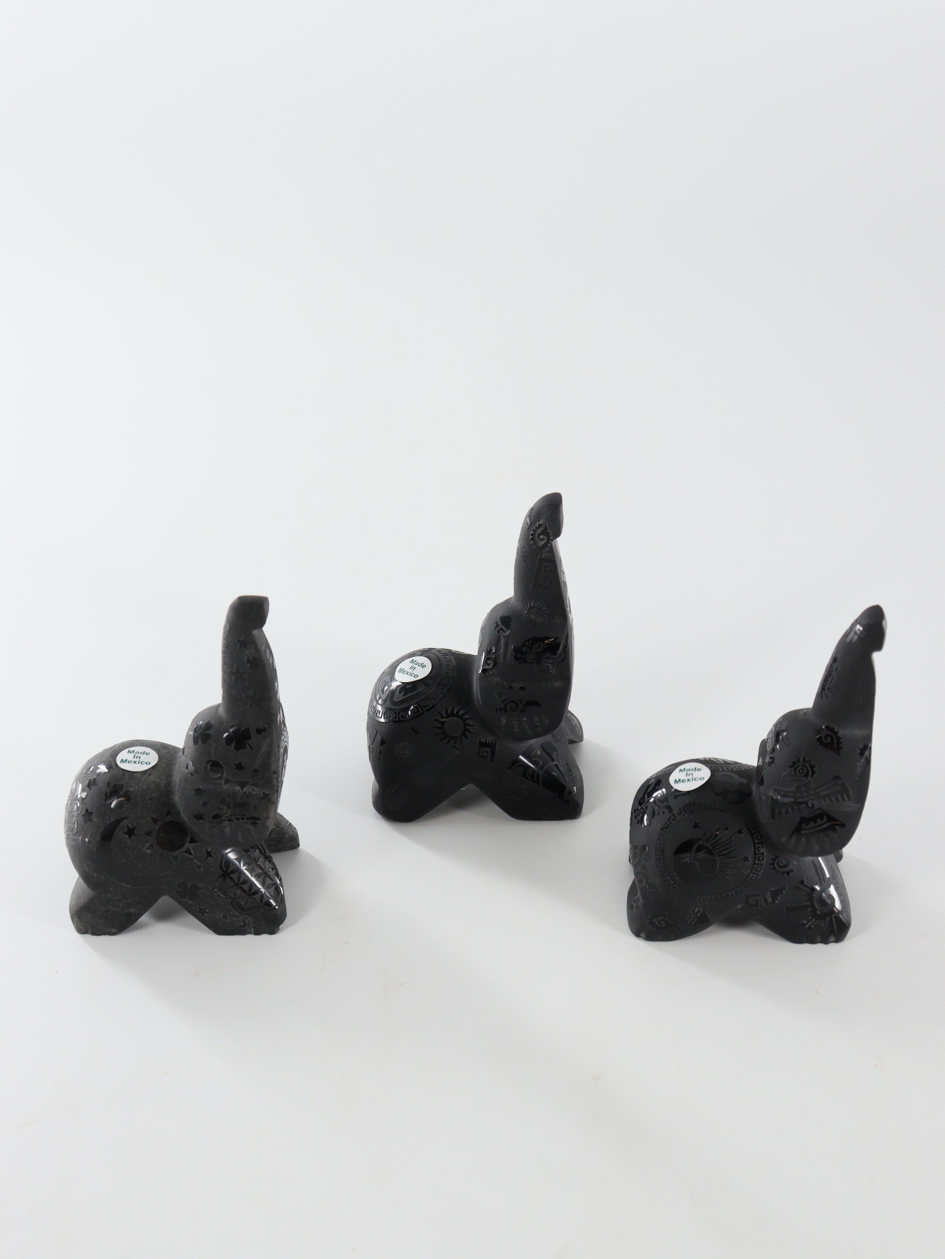 Obsidian Elephant Carvings Set of 3 - Expert Supplier of Wholesale Crystals & Bulk Gemstones