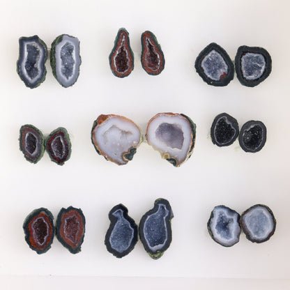Tabasco Geodes 9 Pairs - Expert Wholesale and Supplier of Wholesale Crystals & Bulk Gemstones, ["Geodes","Tabasco Geode"]