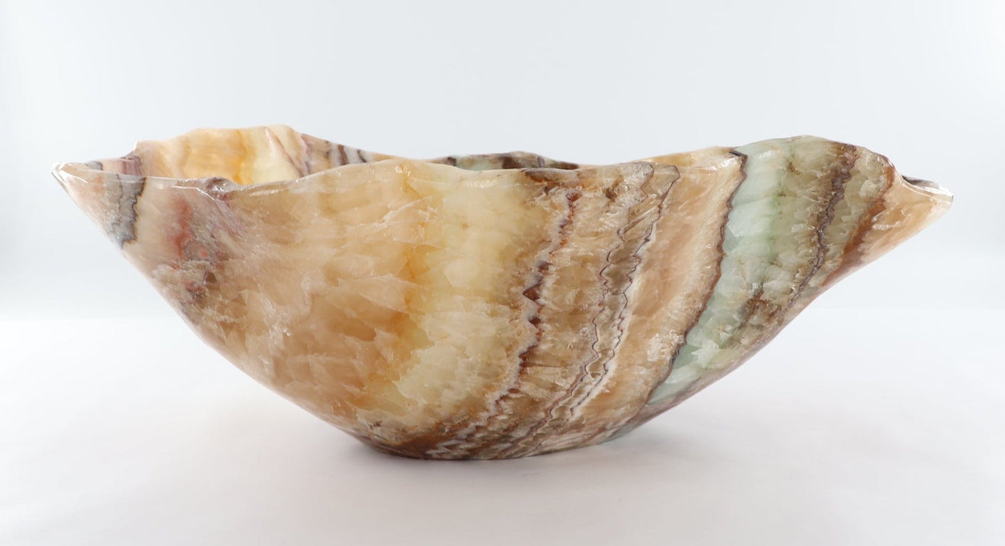 Mexican Onyx/Calcite Bowl (L) 21" x (W) 16" x (H) 8"
