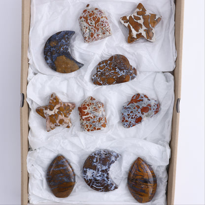 Brecciated Jasper Moons, Stars, Towers, Clouds, and Flames Set of 10 - Expert Wholesale and Supplier of Wholesale Crystals & Bulk Gemstones, ["Brecciated Jasper","Clouds","flames","Indonesia","moons","stars","Towers"]