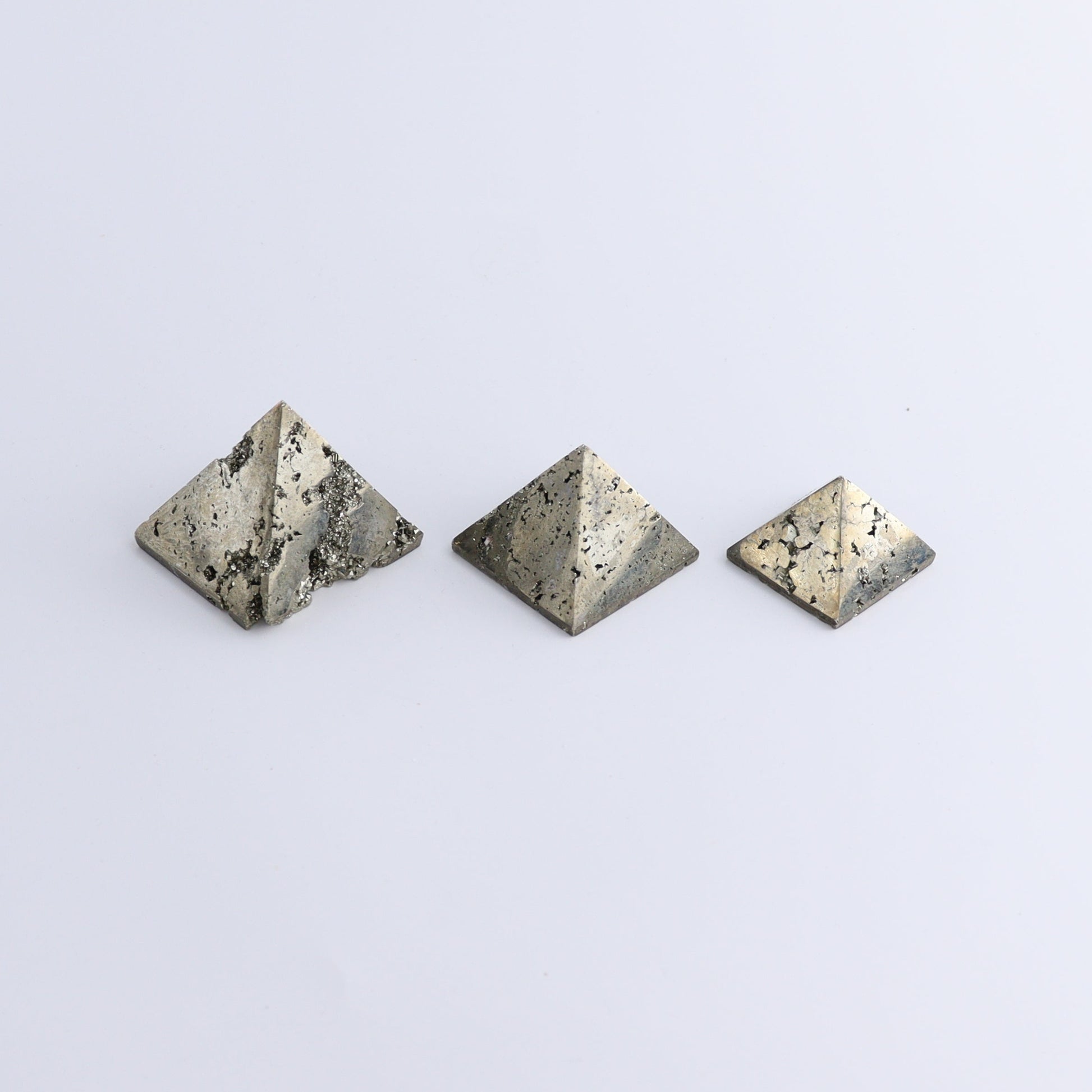 Pyrite Pyramids Set of 9 - Expert Wholesale and Supplier of Wholesale Crystals & Bulk Gemstones, ["Pyramids","Pyrite"]
