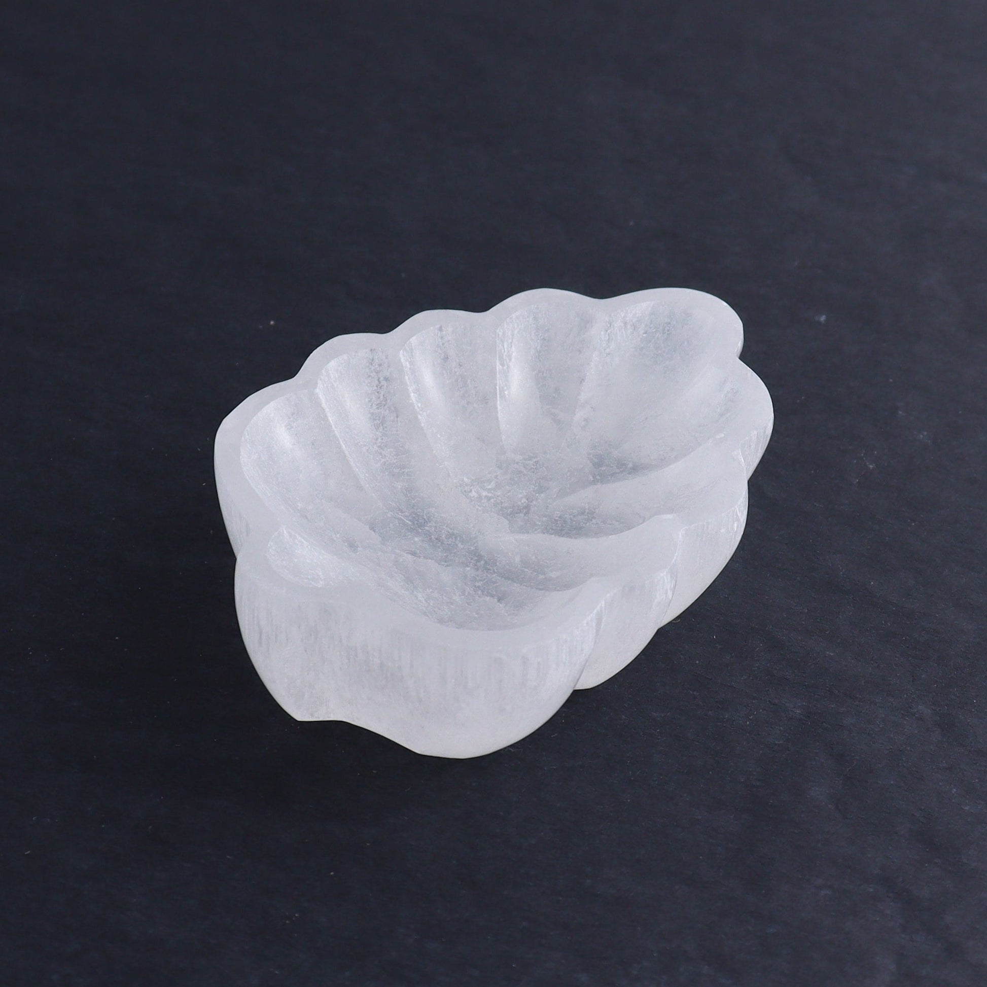 One Selenite (Satin Spar) Leaf Bowl 10 cm - Expert Wholesale and Supplier of Wholesale Crystals & Bulk Gemstones, ["Bowls","Leaf","Morocco","Selenite"]