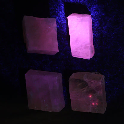 Pink Optical Calcite (Fluorescent) Set of 24 - Expert Wholesale and Supplier of Wholesale Crystals & Bulk Gemstones, ["Calcite","Mexico","Optical Calcite"]