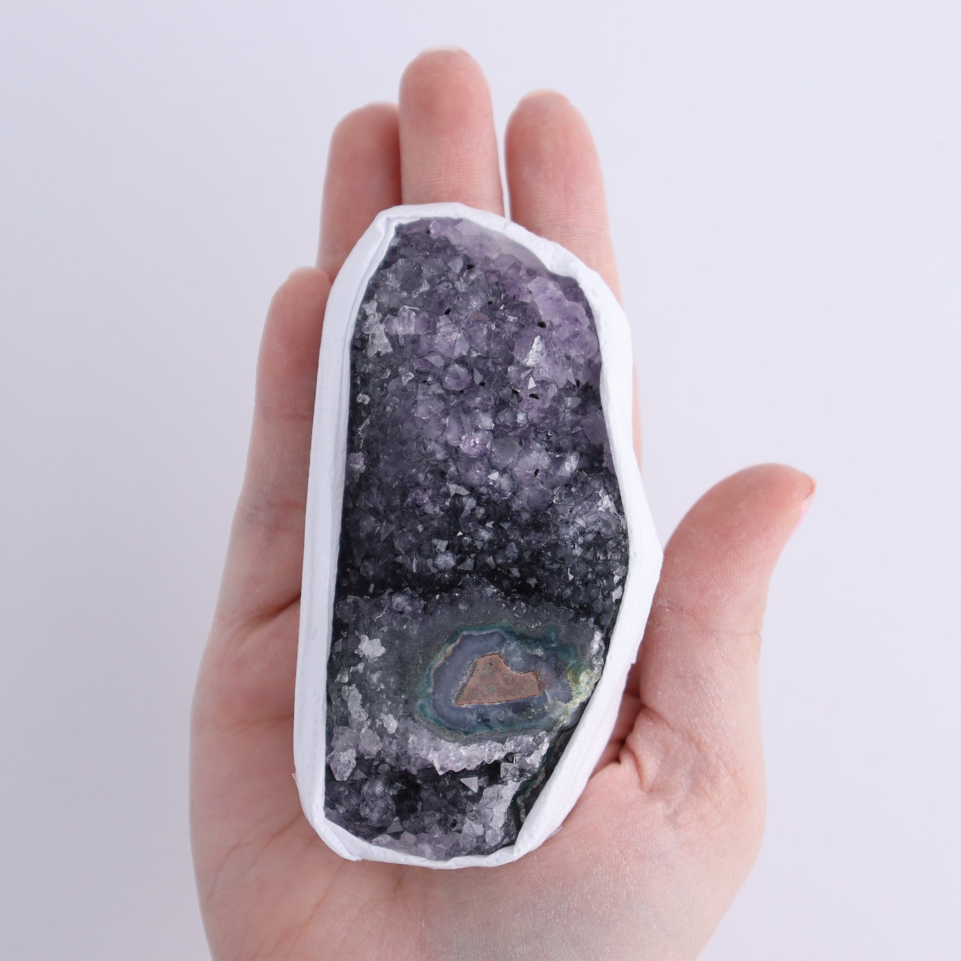 Uruguay Amethyst Clusters with "Eyes" Flat of 10 - Expert Wholesale and Supplier of Wholesale Crystals & Bulk Gemstones, ["Amethyst","Clusters","Eyes Amethyst","Uruguay"]