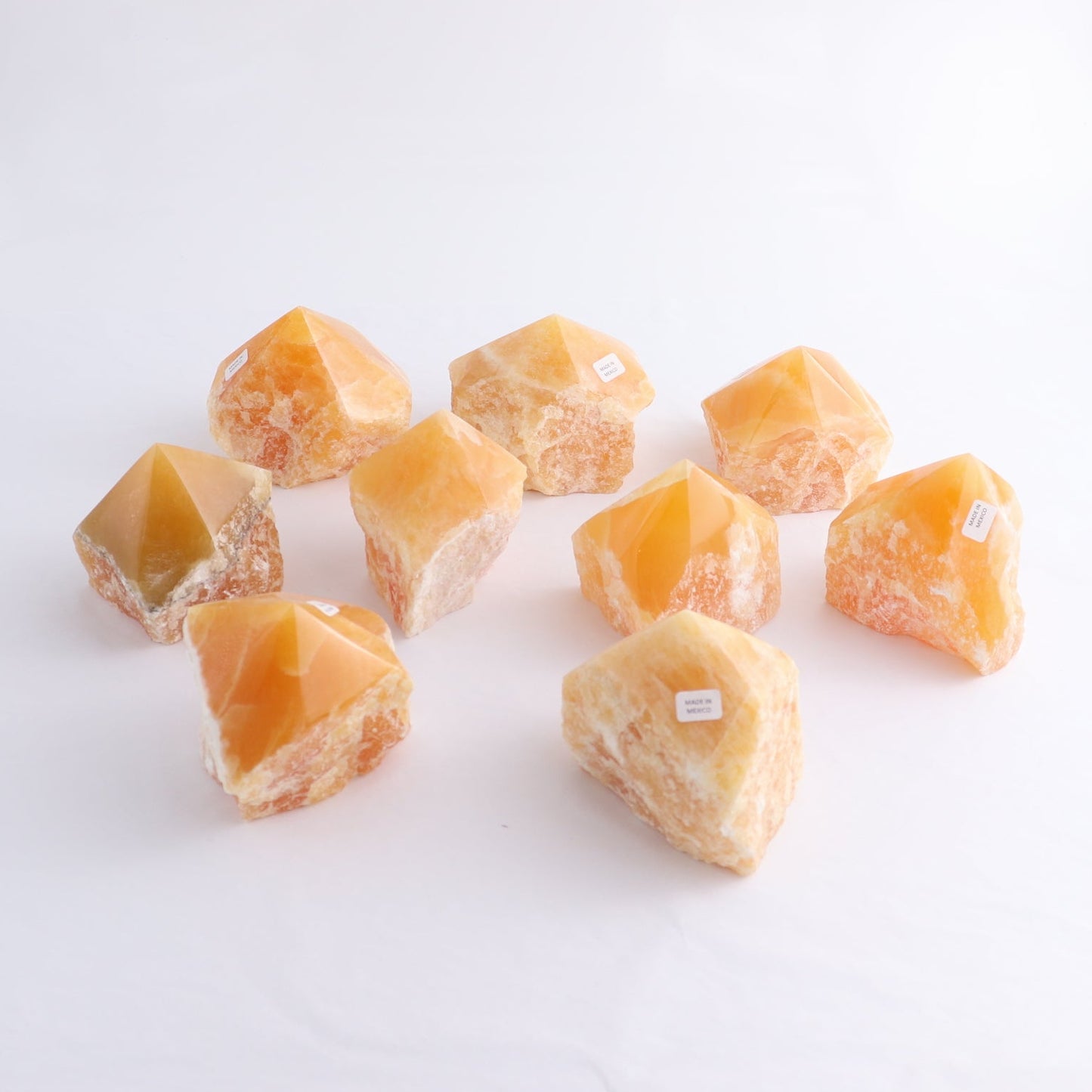 Orange Calcite Polished Tips Set of 9