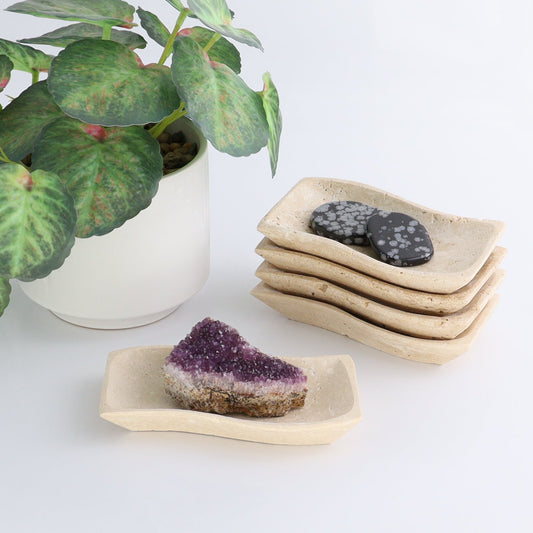 One Travertine Wavy Dish Small - Expert Wholesale and Supplier of Wholesale Crystals & Bulk Gemstones, ["Catalog Onyx","Decorative Dish","Mexico","Travertine"]