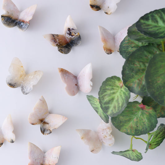 Pink Plume Agate Butterflies Set of 10 - Expert Wholesale and Supplier of Wholesale Crystals & Bulk Gemstones, ["Agate","Butterflies","Butterfly","Pink Agate"]